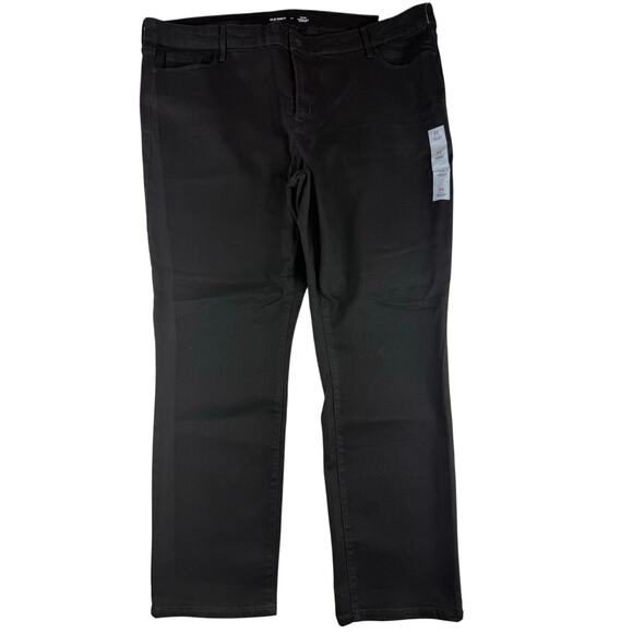 Old Navy Denim - Old Navy Mid-Rise Power Slim Straight - Plus Size 22 black